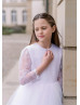 White Sequined Lace Tulle Chic Flower Girl Dress